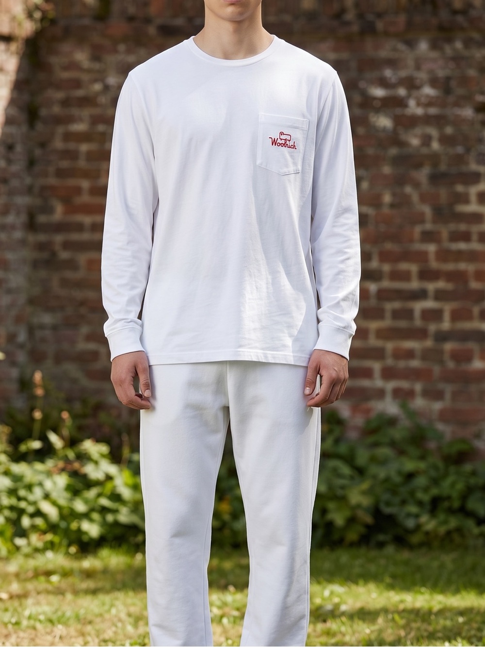 Woolrich Men's "Foundation" Long Sleeve Graphic T-Shirt - White